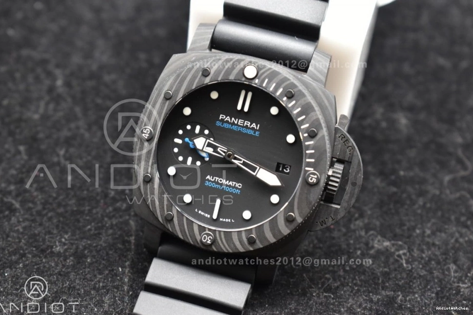 989 Rubber P.900 Best Carbotech Clone 42mm FashionForward Dial Strap Black PAM2231 Edition VSF on 1204